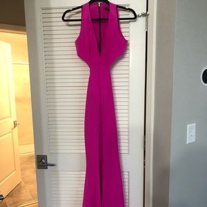 Long hot pink silk naven dress